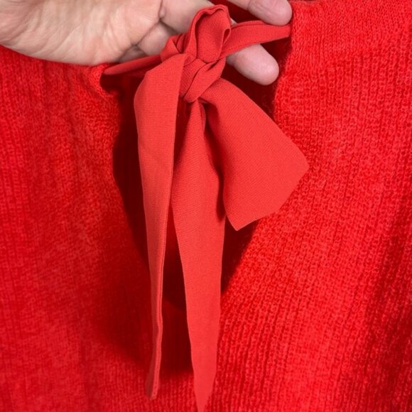 Sezane Cooper Mohair Alpaca Tie Neck Sweater Red Womens Size Medium French Knit - Picture 6 of 14